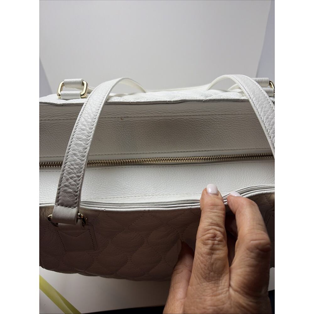 Vera Bradley Leather Quilted Ella Tote Off White 14x19x6 Nice Condition - Picture 11 of 16